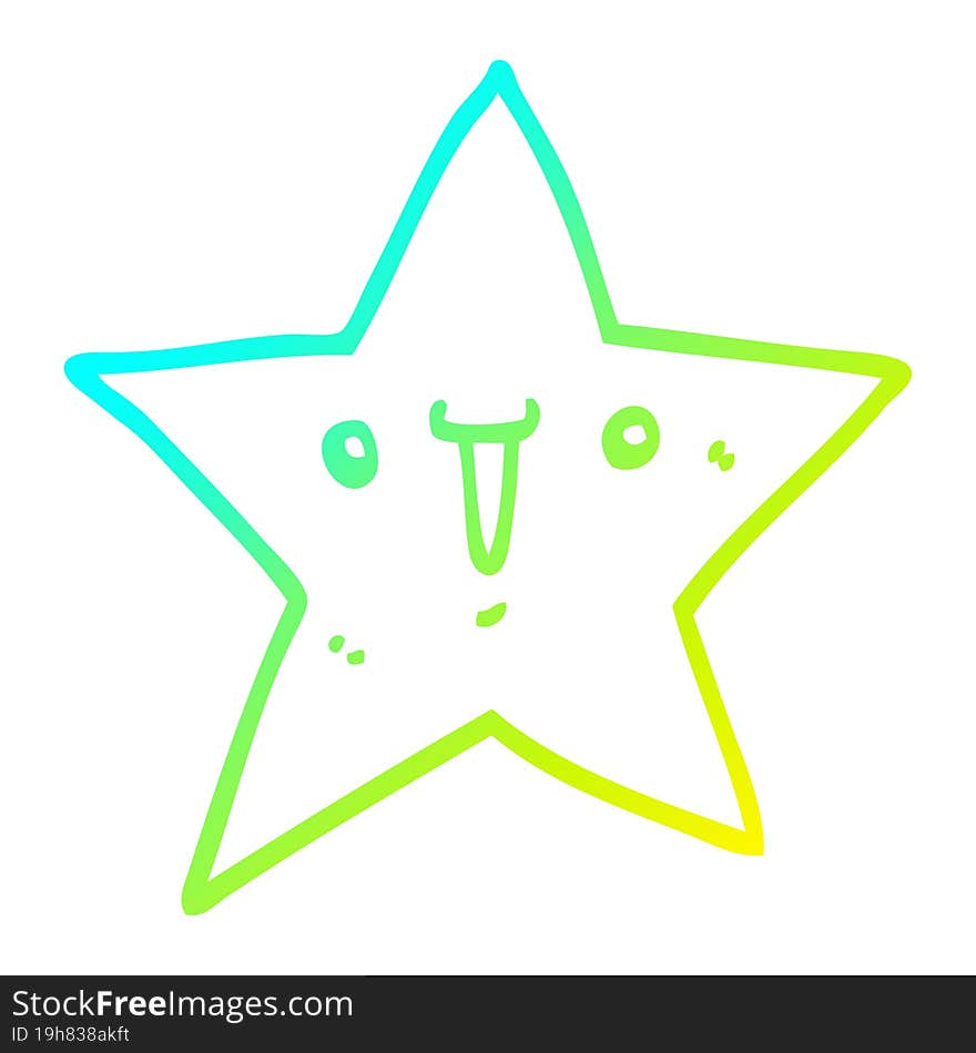 cold gradient line drawing cute cartoon star