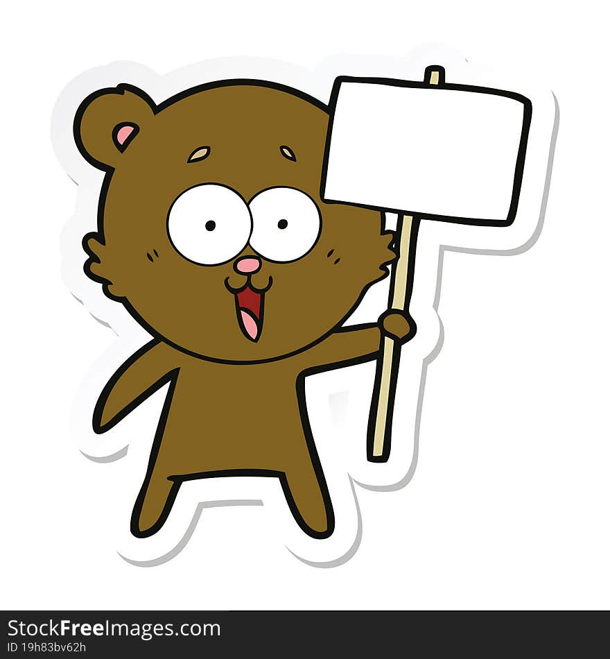 Sticker Of A Laughing Teddy  Bear Cartoon