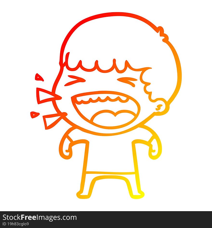 warm gradient line drawing of a cartoon laughing man