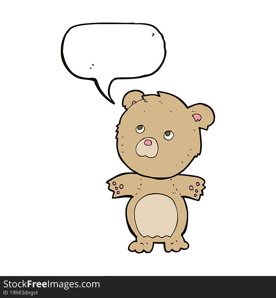 cartoon funny teddy bear with speech bubble