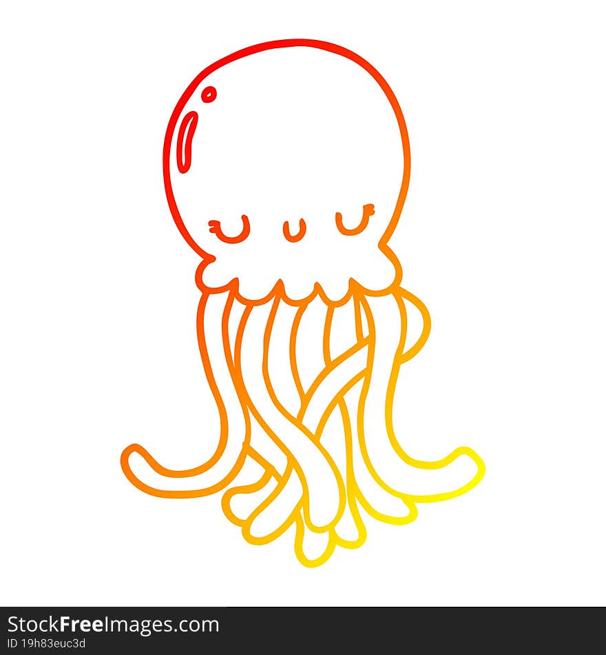 warm gradient line drawing cute cartoon jellyfish