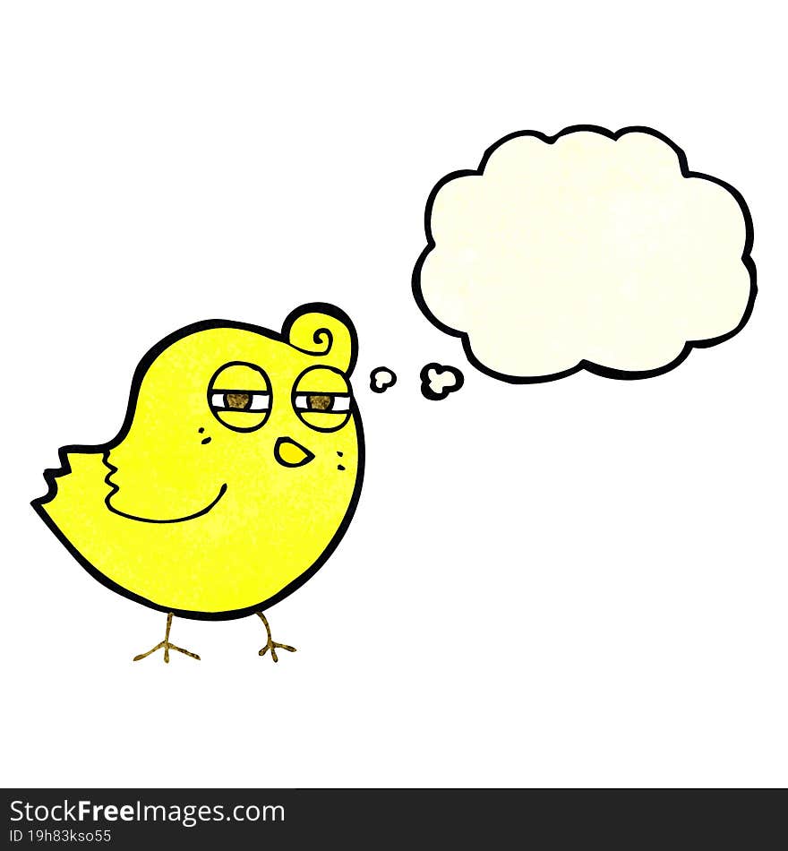 funny cartoon bird with thought bubble