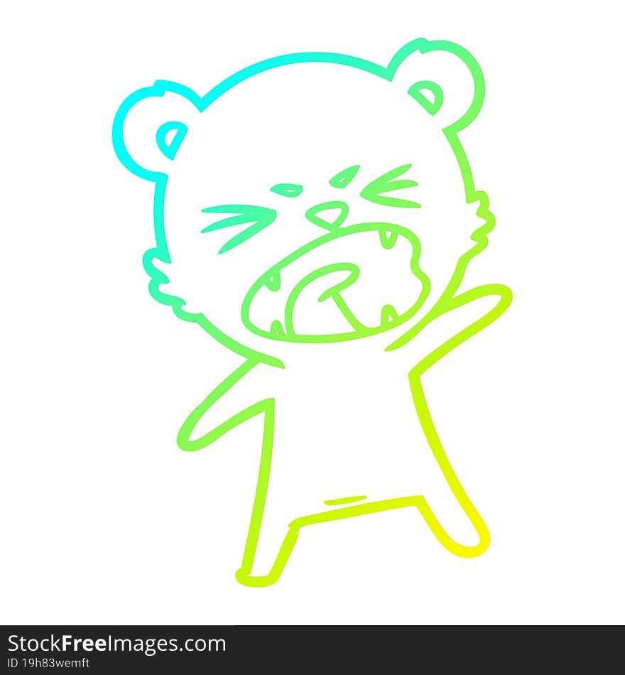 cold gradient line drawing angry cartoon polar bear