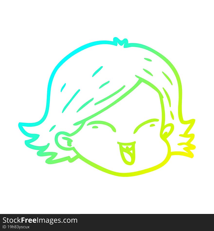 cold gradient line drawing cartoon female face