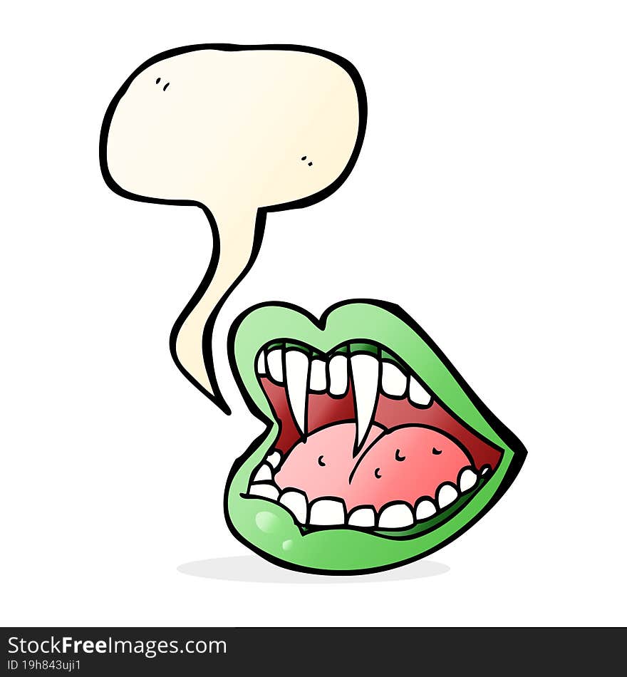 cartoon vampire mouth with speech bubble