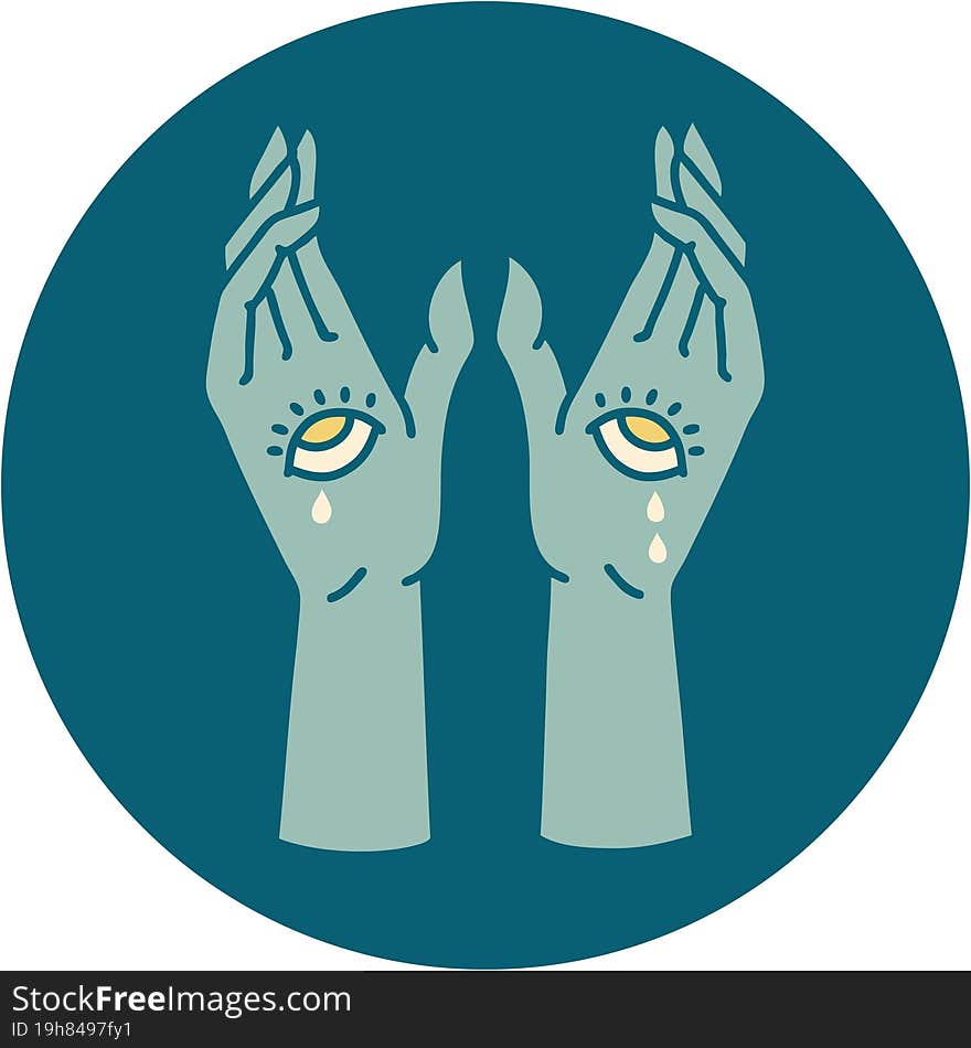 tattoo style icon of mystic hands