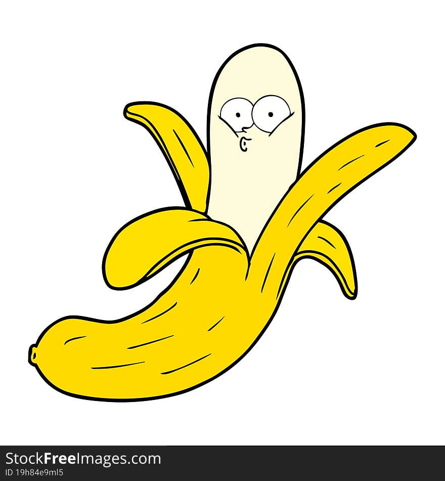 cartoon banana with face. cartoon banana with face