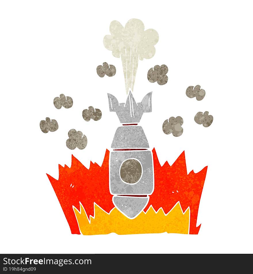 retro cartoon falling bomb