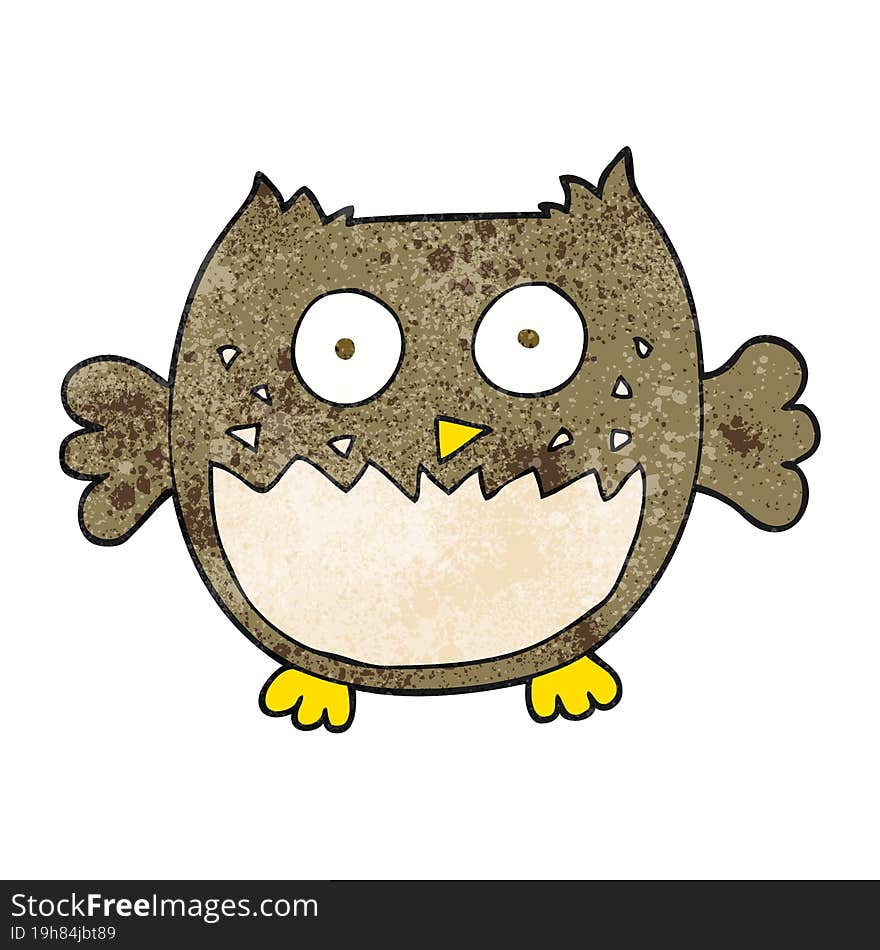 freehand textured cartoon owl