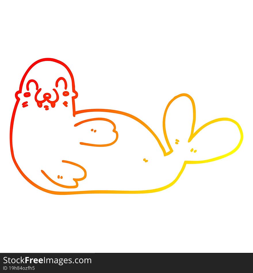 warm gradient line drawing cartoon seal