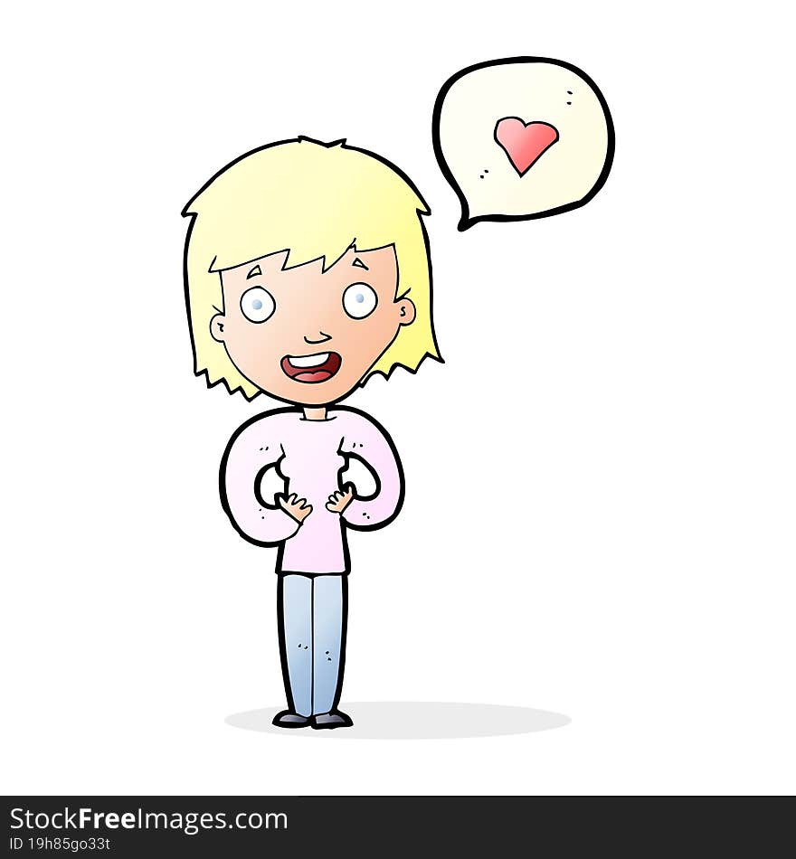 cartoon happy woman in love