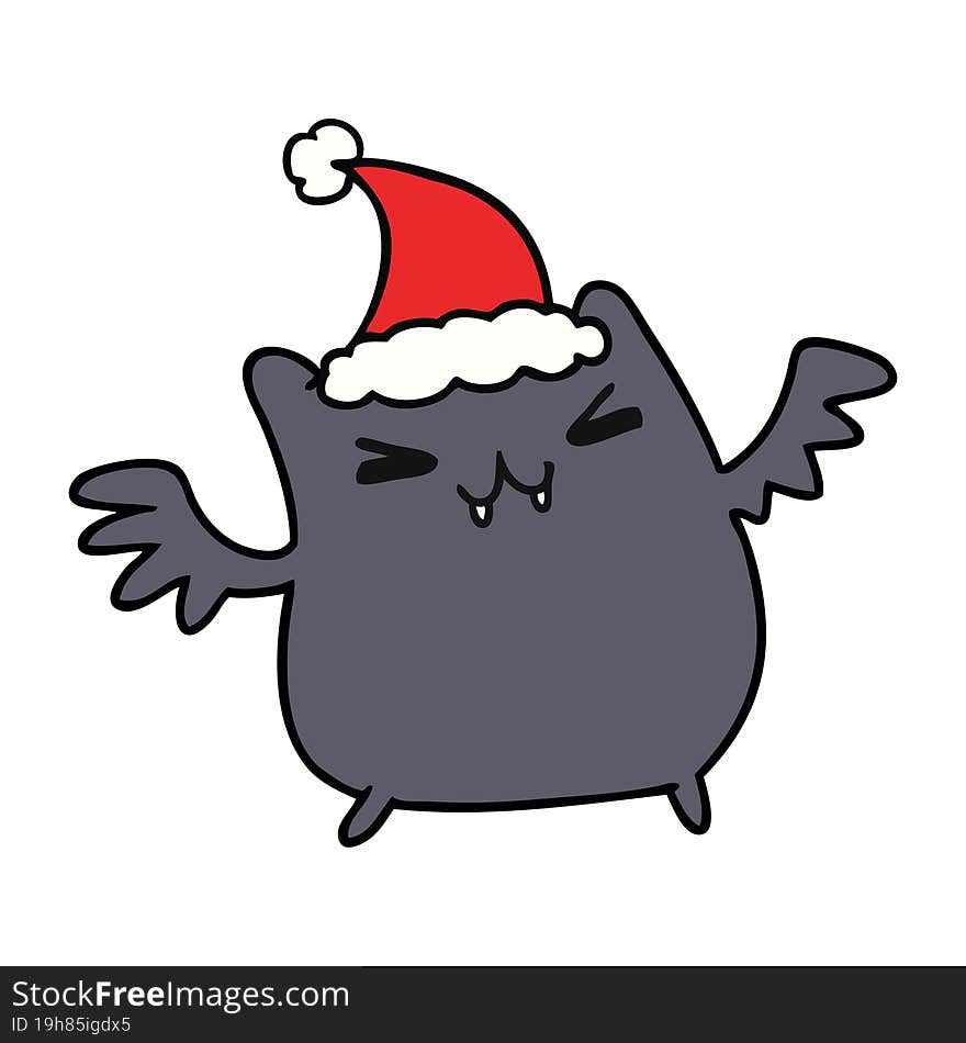 christmas cartoon of kawaii bat