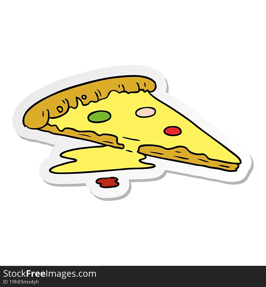 sticker cartoon doodle of a slice of pizza