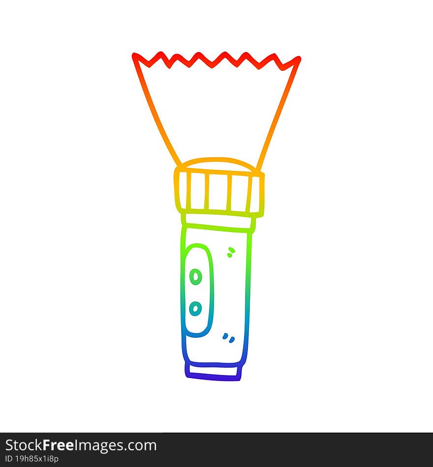 rainbow gradient line drawing cartoon torch