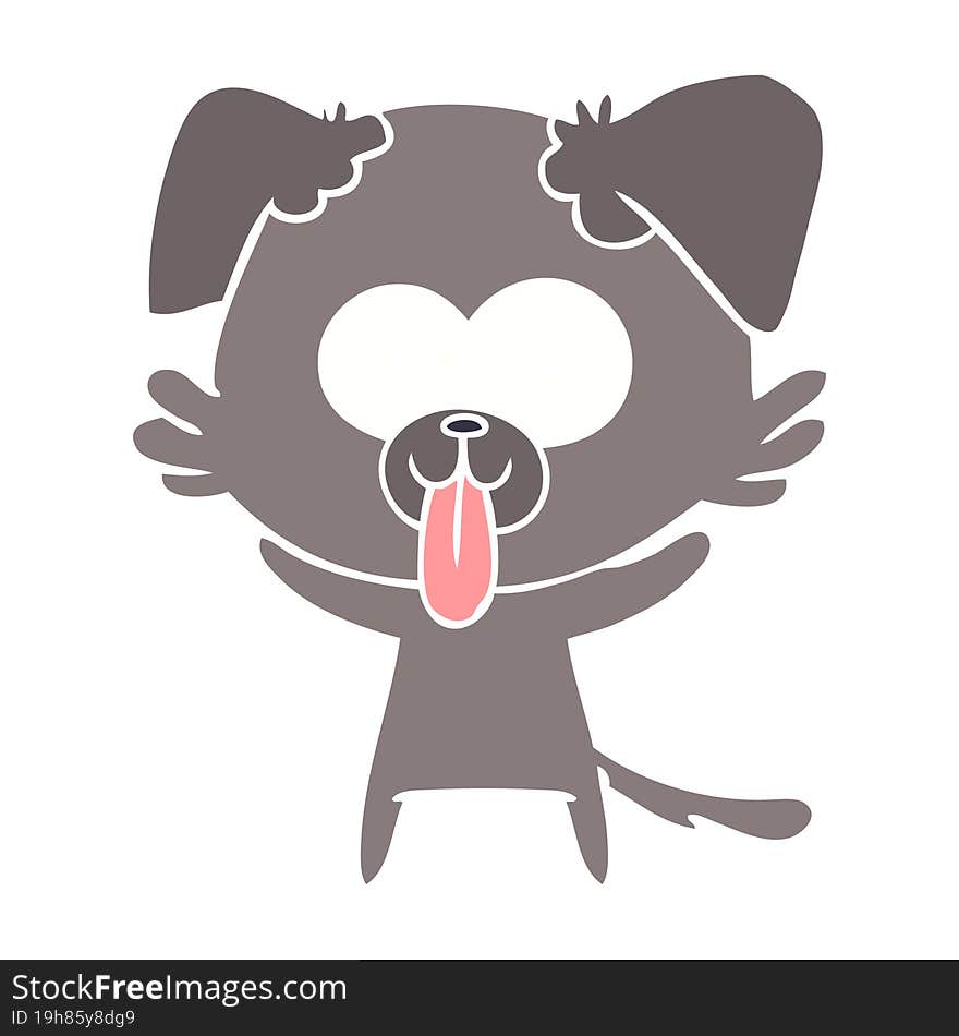 flat color style cartoon dog with tongue sticking out