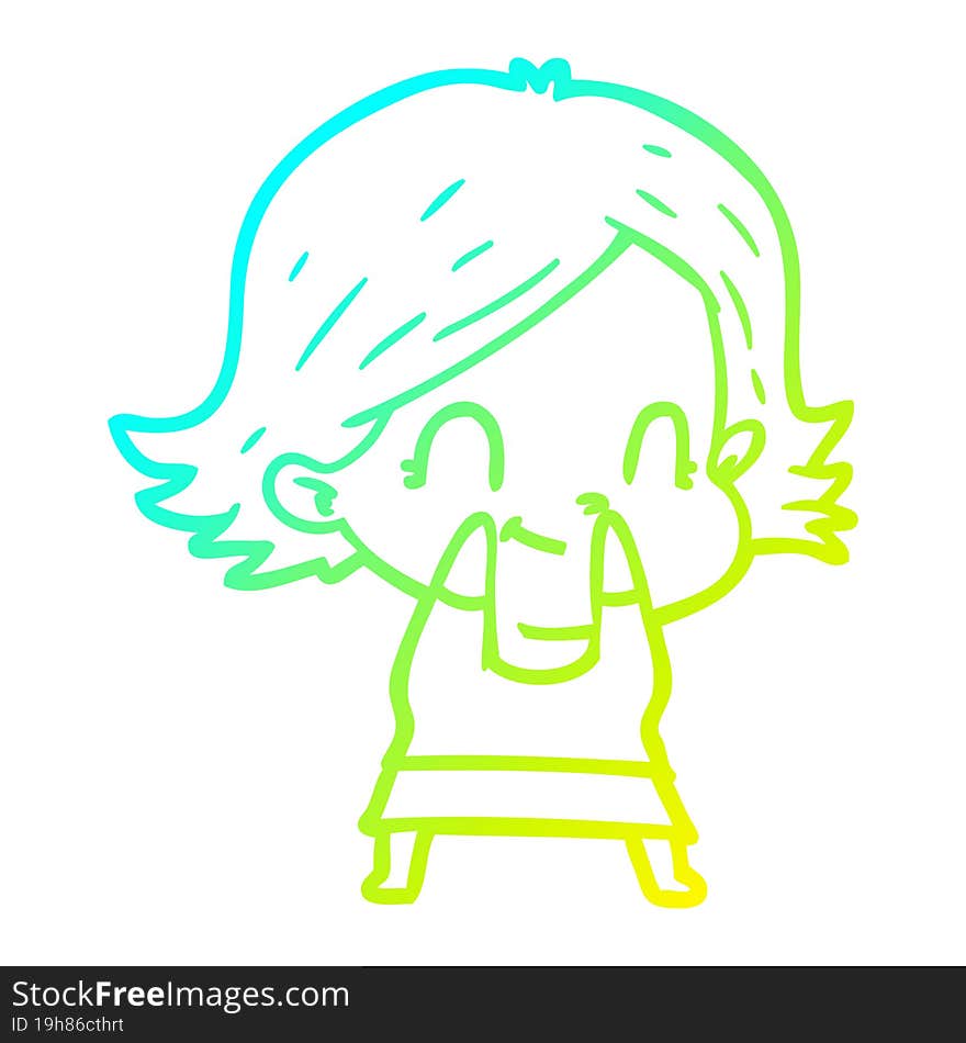 cold gradient line drawing cartoon friendly girl