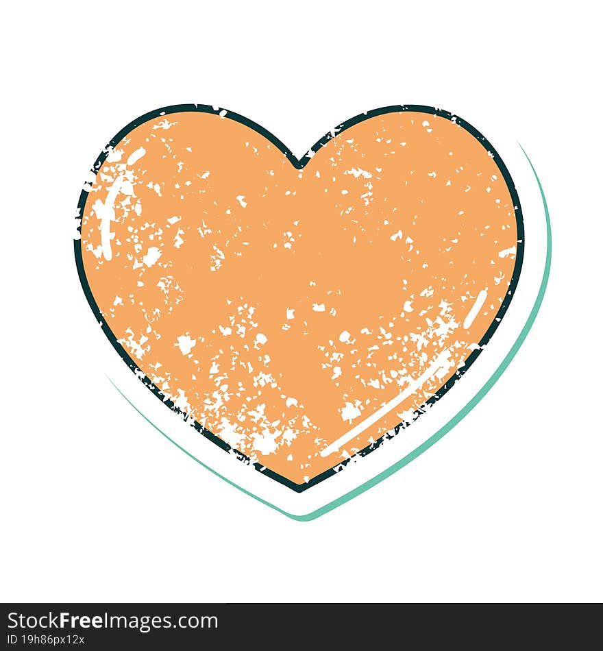 Distressed Sticker Tattoo Style Icon Of A Heart