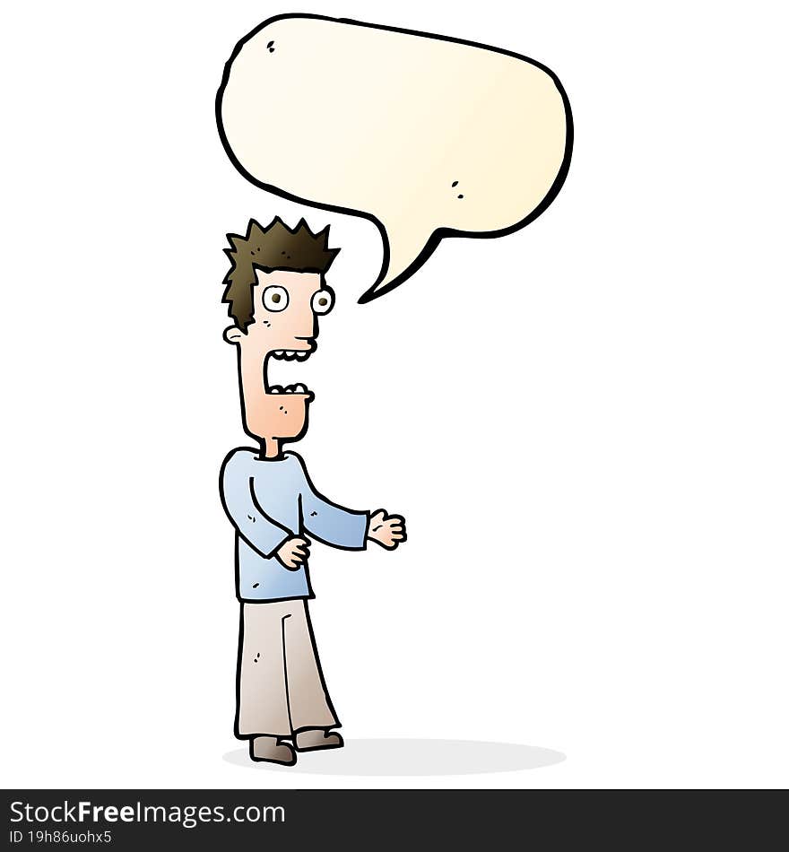 Cartoon Man Freaking Out With Speech Bubble