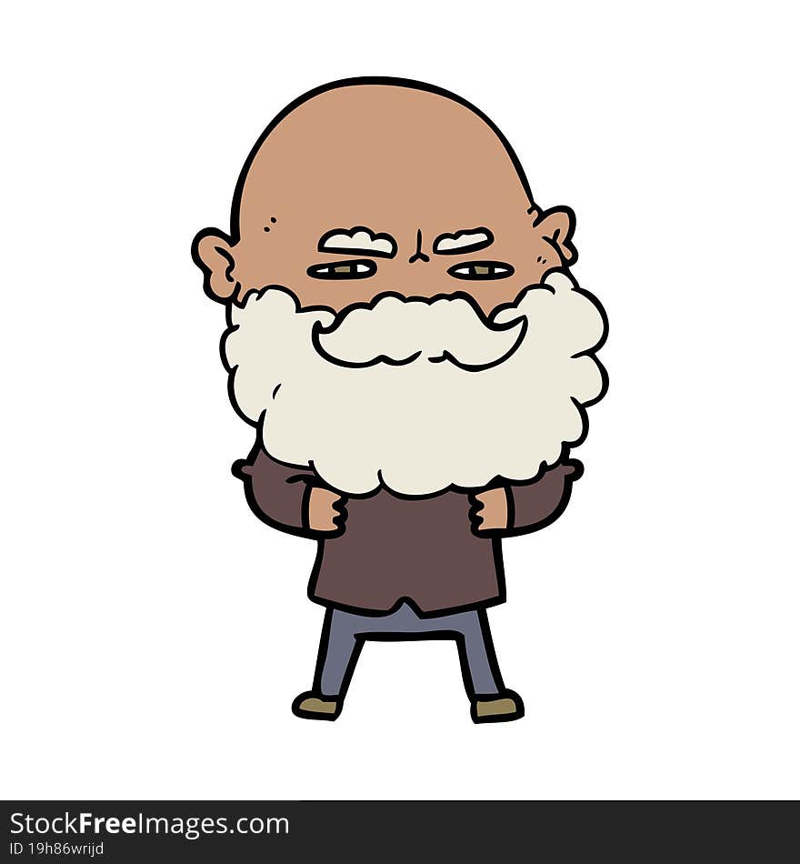 cartoon man with beard frowning. cartoon man with beard frowning