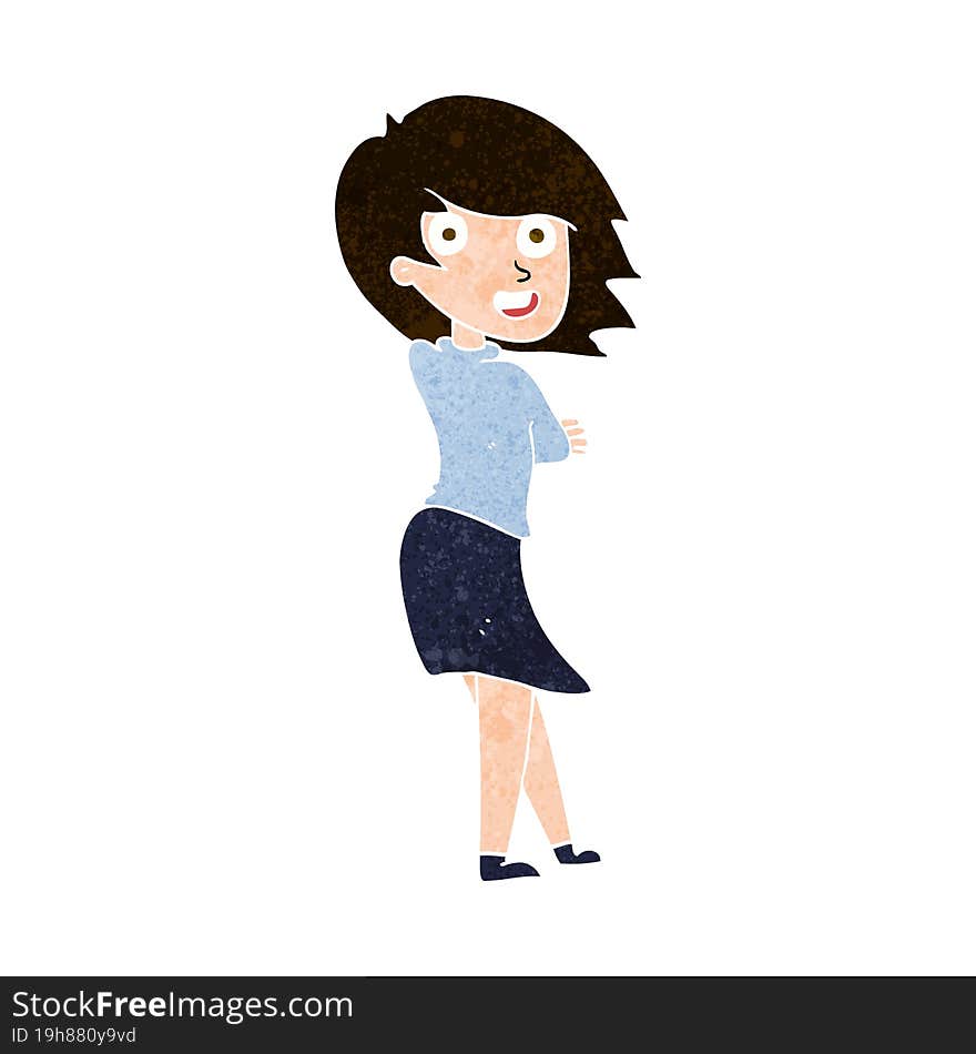 cartoon happy woman