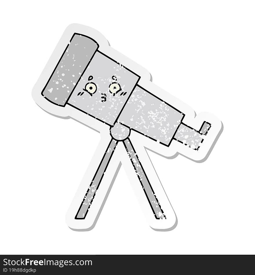 Distressed Sticker Of A Cute Cartoon Telescope