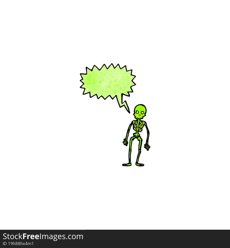 spooky green skeleton cartoon