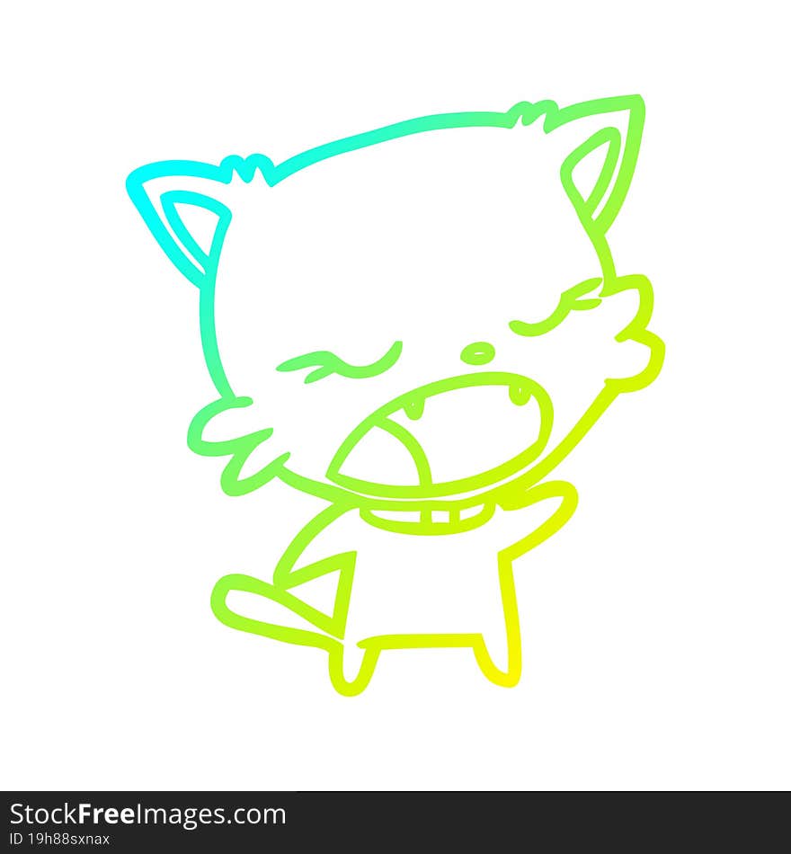 cold gradient line drawing cute cat talking