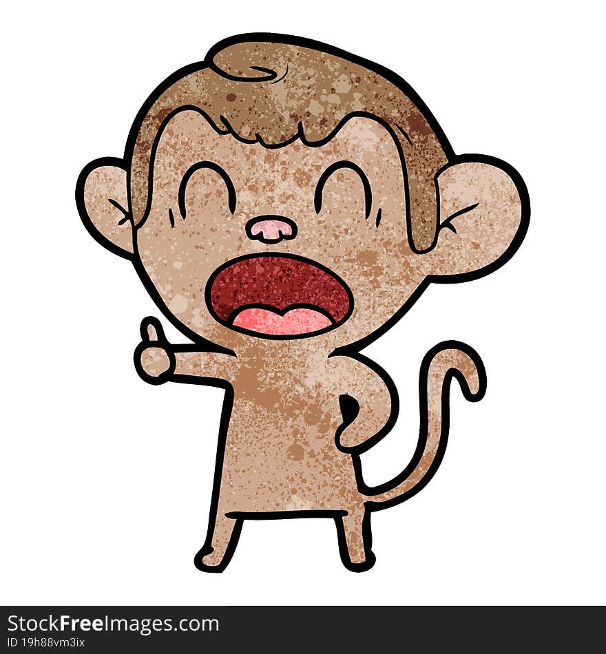 yawning cartoon monkey. yawning cartoon monkey