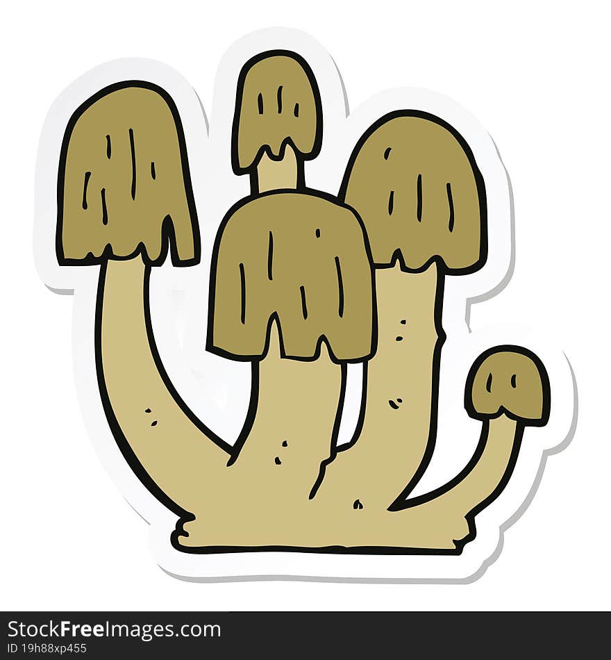 sticker of a cartoon mushrooms