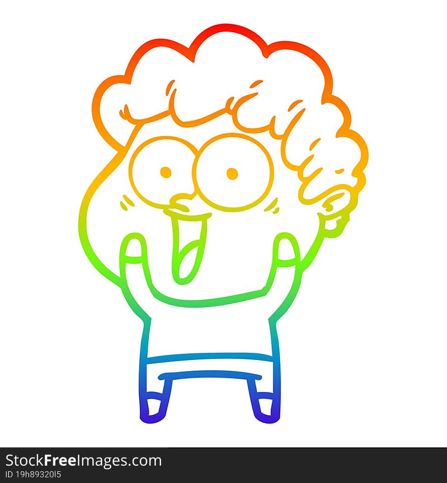 rainbow gradient line drawing cartoon happy man