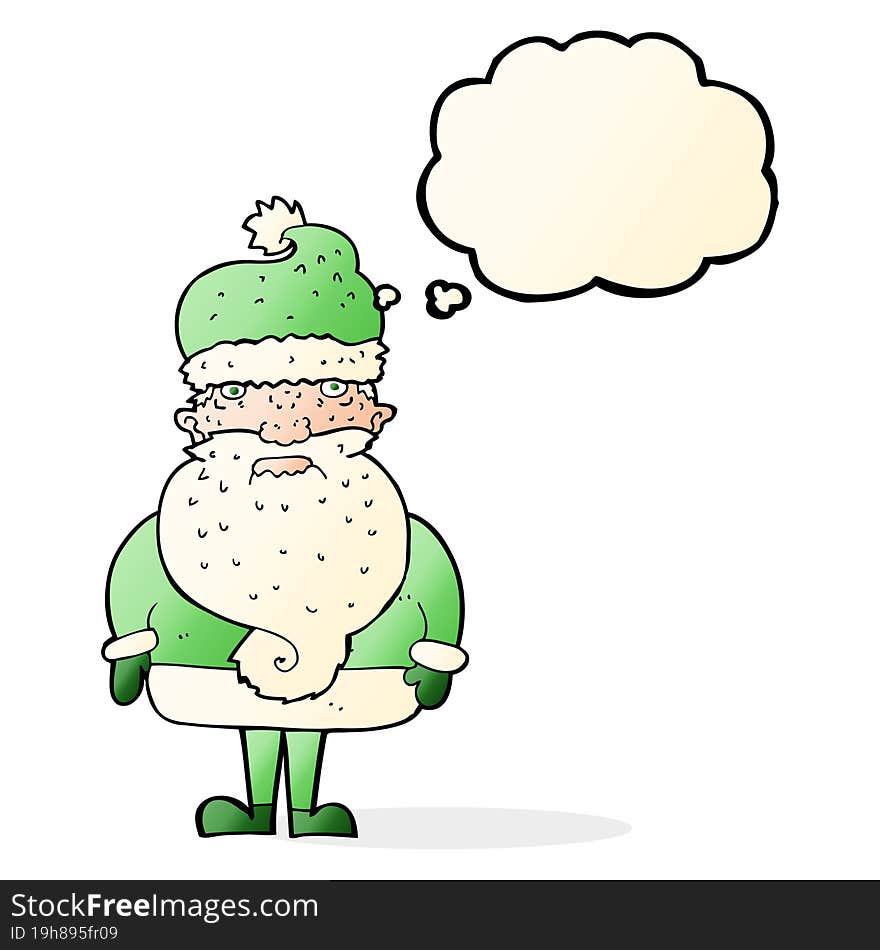 Cartoon Santa Claus With Thought Bubble