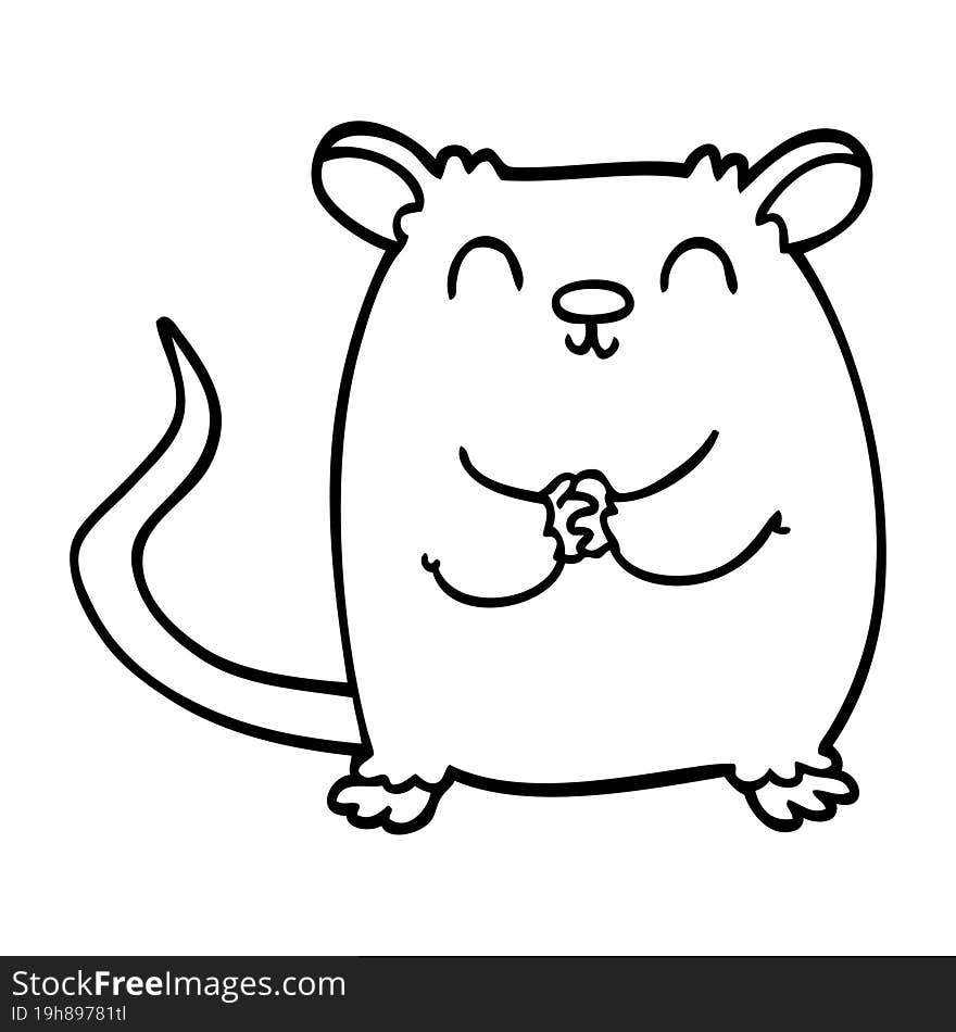 line drawing cartoon happy mouse