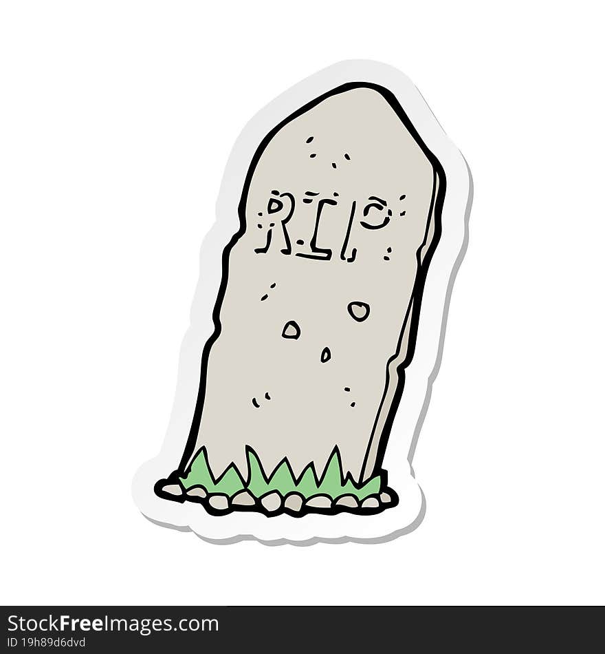 sticker of a cartoon spooky grave