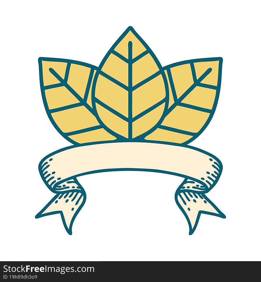 tattoo with banner of a leaf