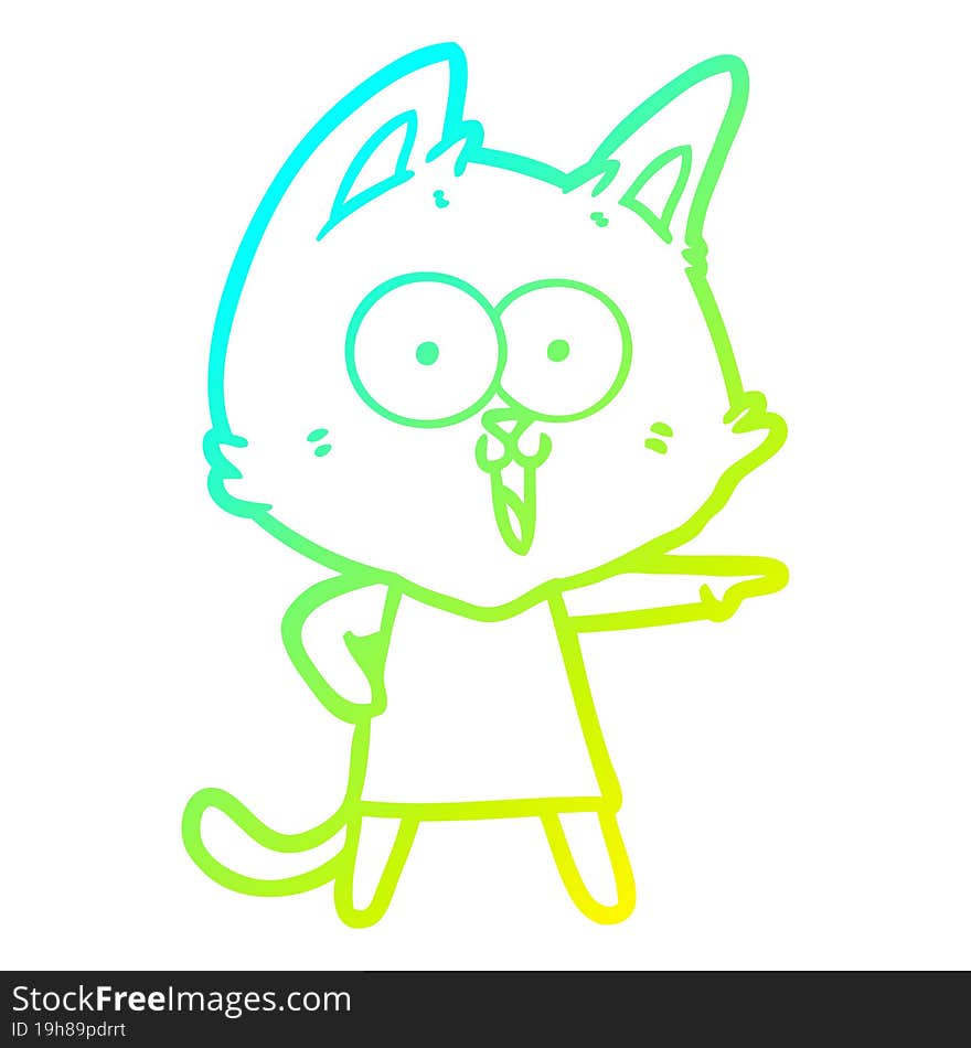 cold gradient line drawing funny cartoon cat