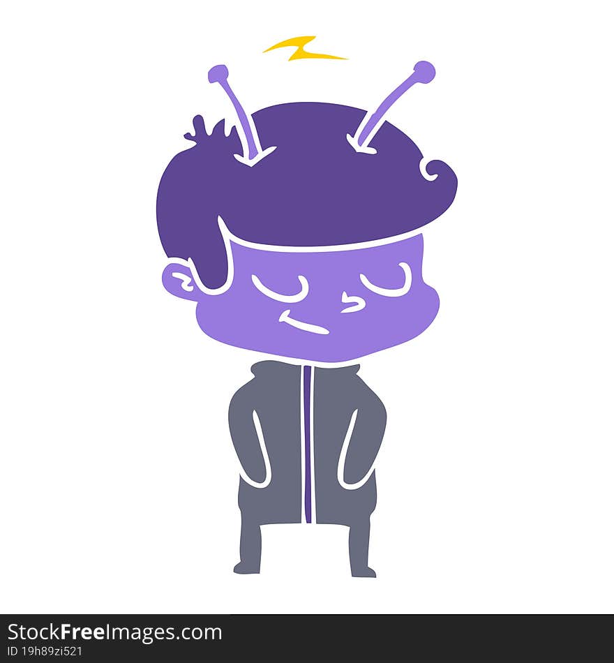 Friendly Flat Color Style Cartoon Spaceman