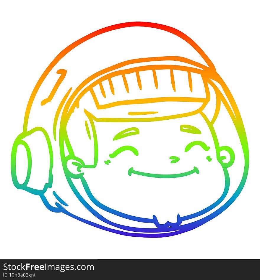 rainbow gradient line drawing cartoon astronaut face