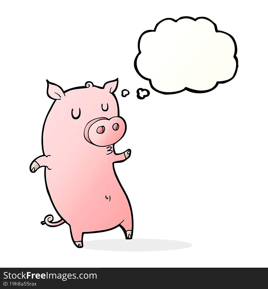 funny cartoon pig with thought bubble