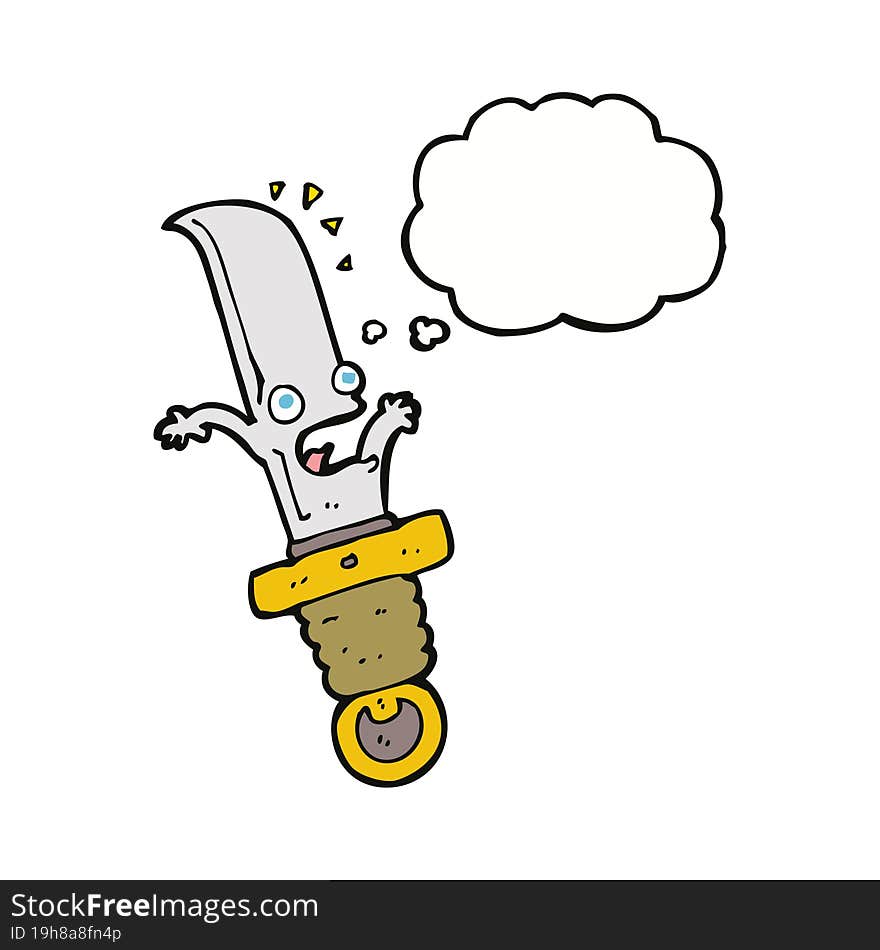 Cartoon Frightened Knife With Thought Bubble