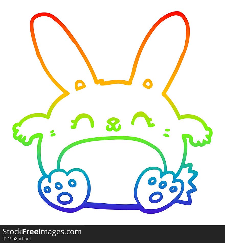 rainbow gradient line drawing of a cartoon rabbit