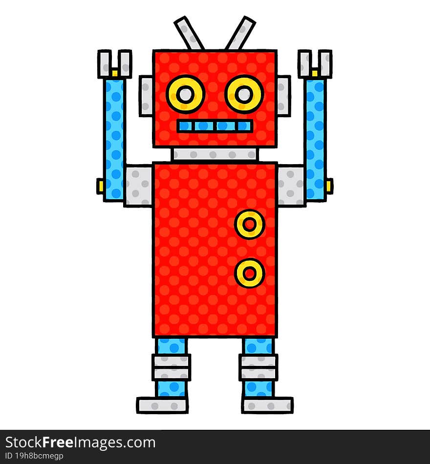 comic book style cartoon dancing robot