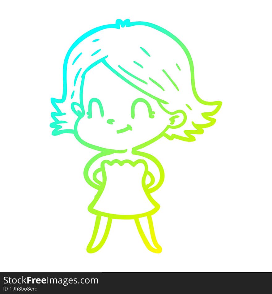 cold gradient line drawing cartoon friendly girl