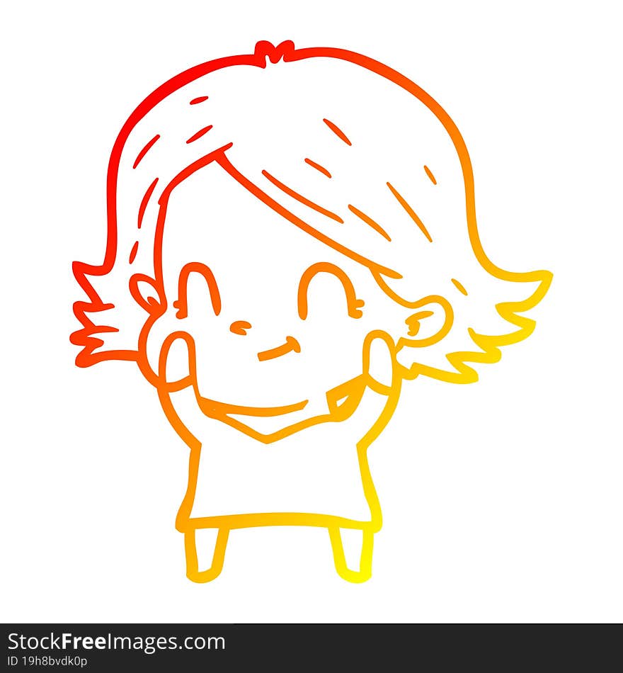 warm gradient line drawing cartoon friendly girl