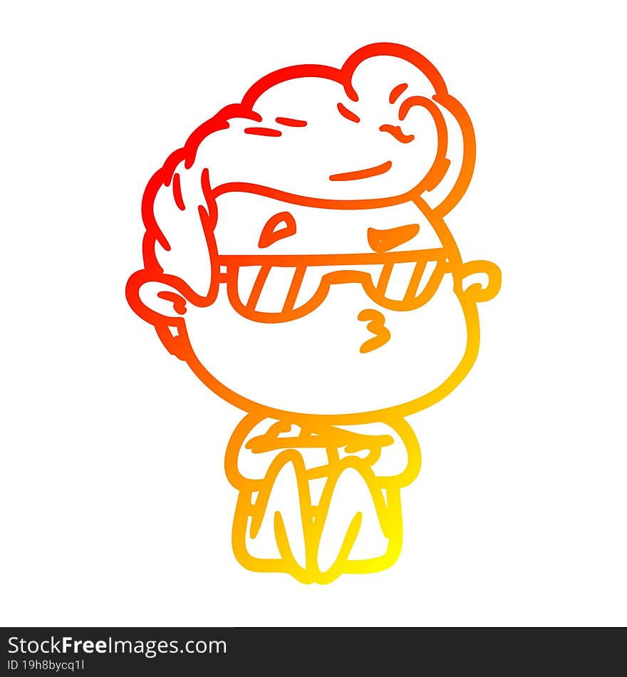 warm gradient line drawing cartoon cool guy