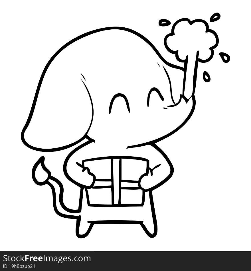 cute cartoon elephant spouting water. cute cartoon elephant spouting water