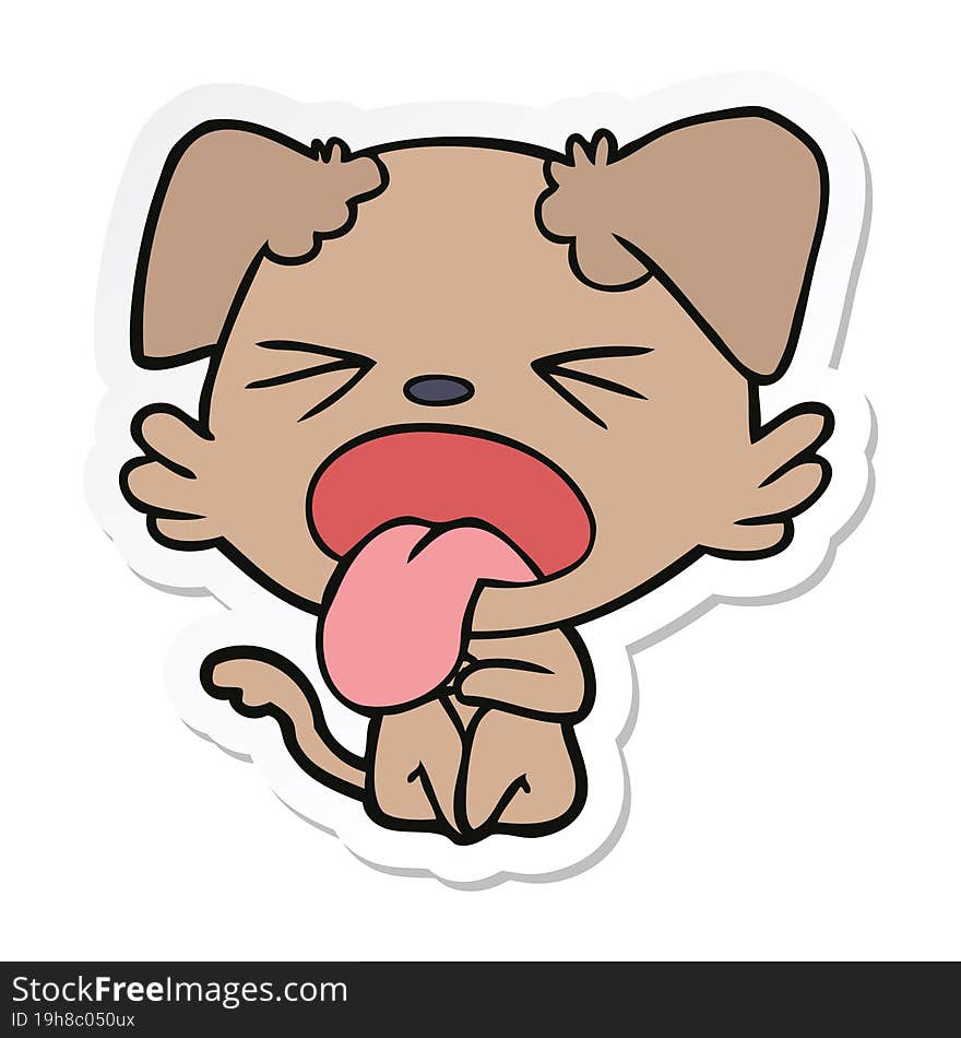 sticker of a cartoon disgusted dog sitting