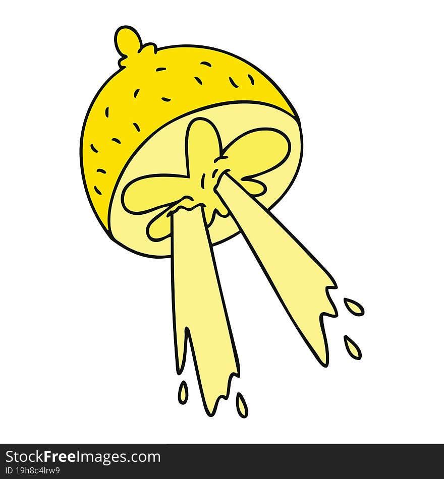 quirky hand drawn cartoon lemon