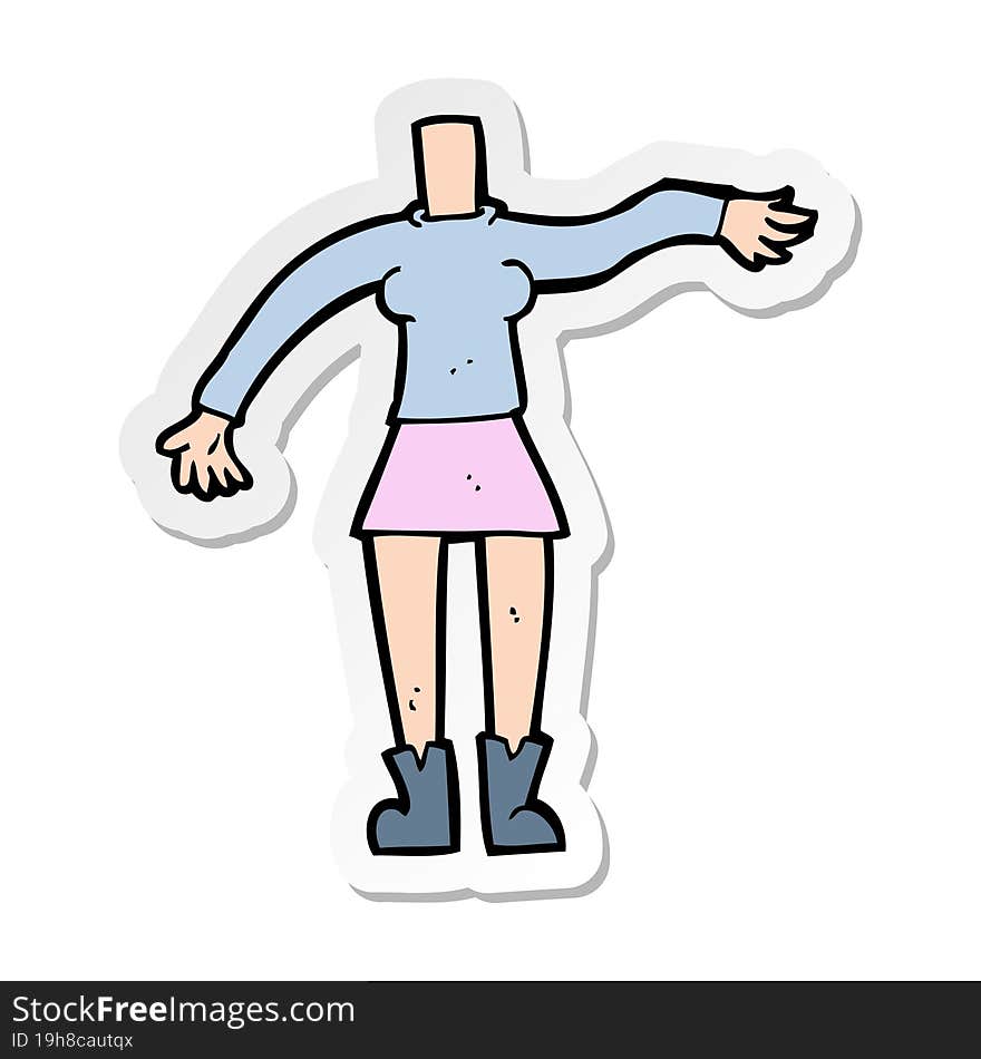 sticker of a cartoon female body