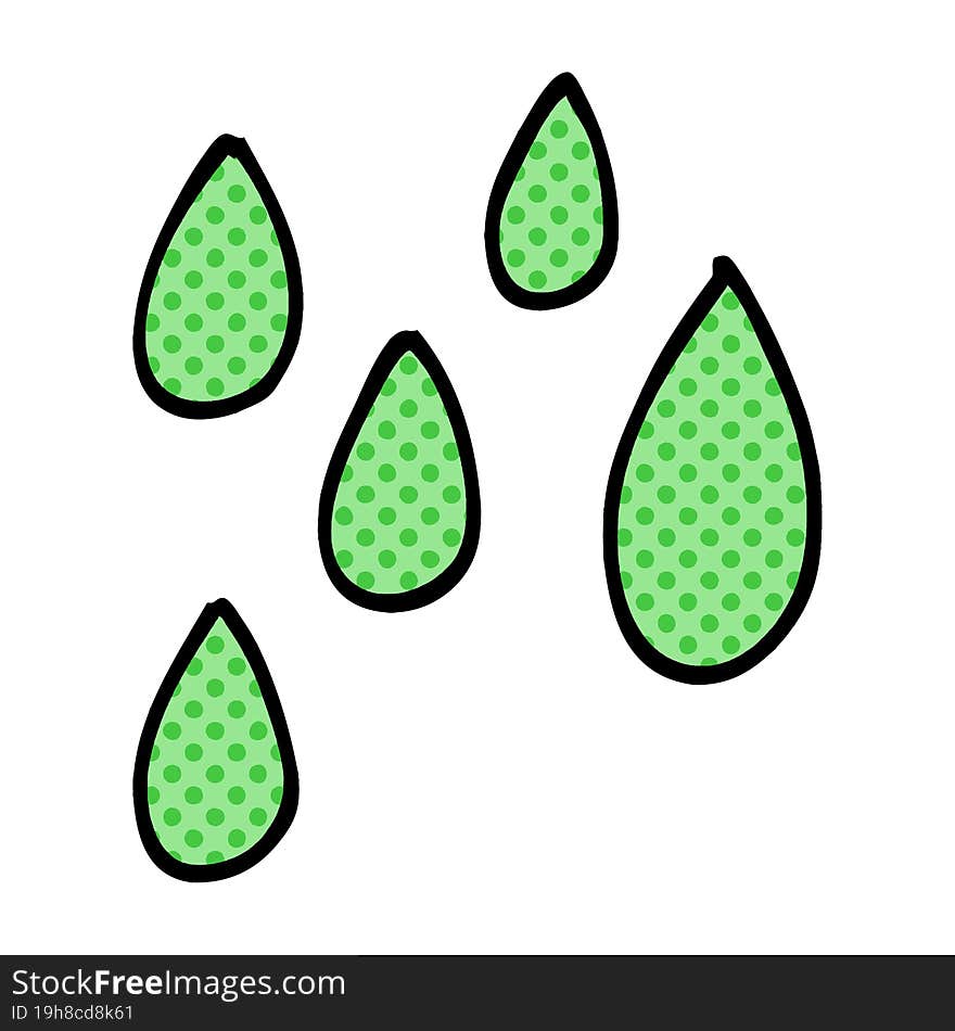 cartoon doodle green paint droplets