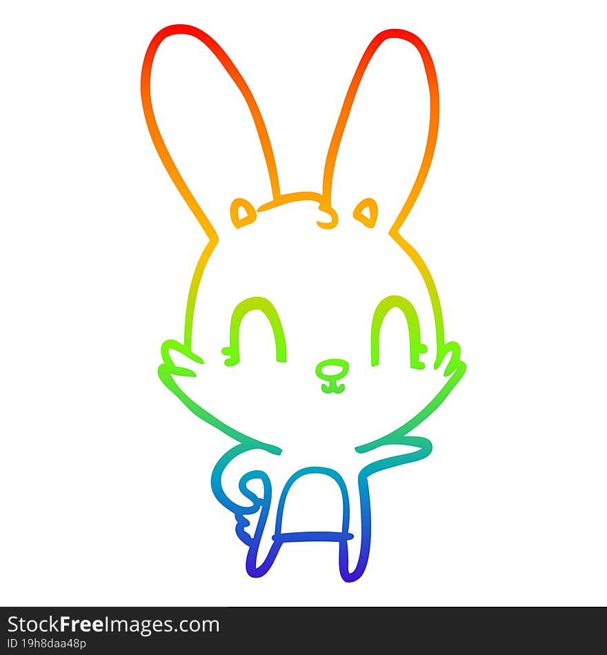 Rainbow Gradient Line Drawing Cute Cartoon Rabbit